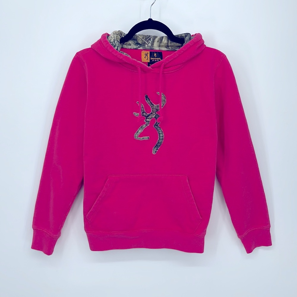 Browning Hot Pink Hoodie with Camo Logo